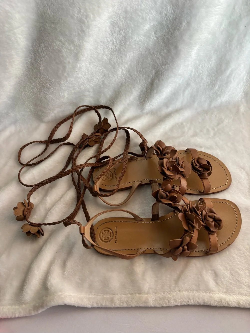 Tory Burch Blossom Gladiator Leather Wrap Sandals Size 10.5